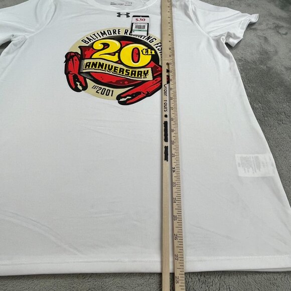 Baltimore Running Festival 20th Anniversary Under Armour T-Shirt Women's L White - Picture 7 of 10
